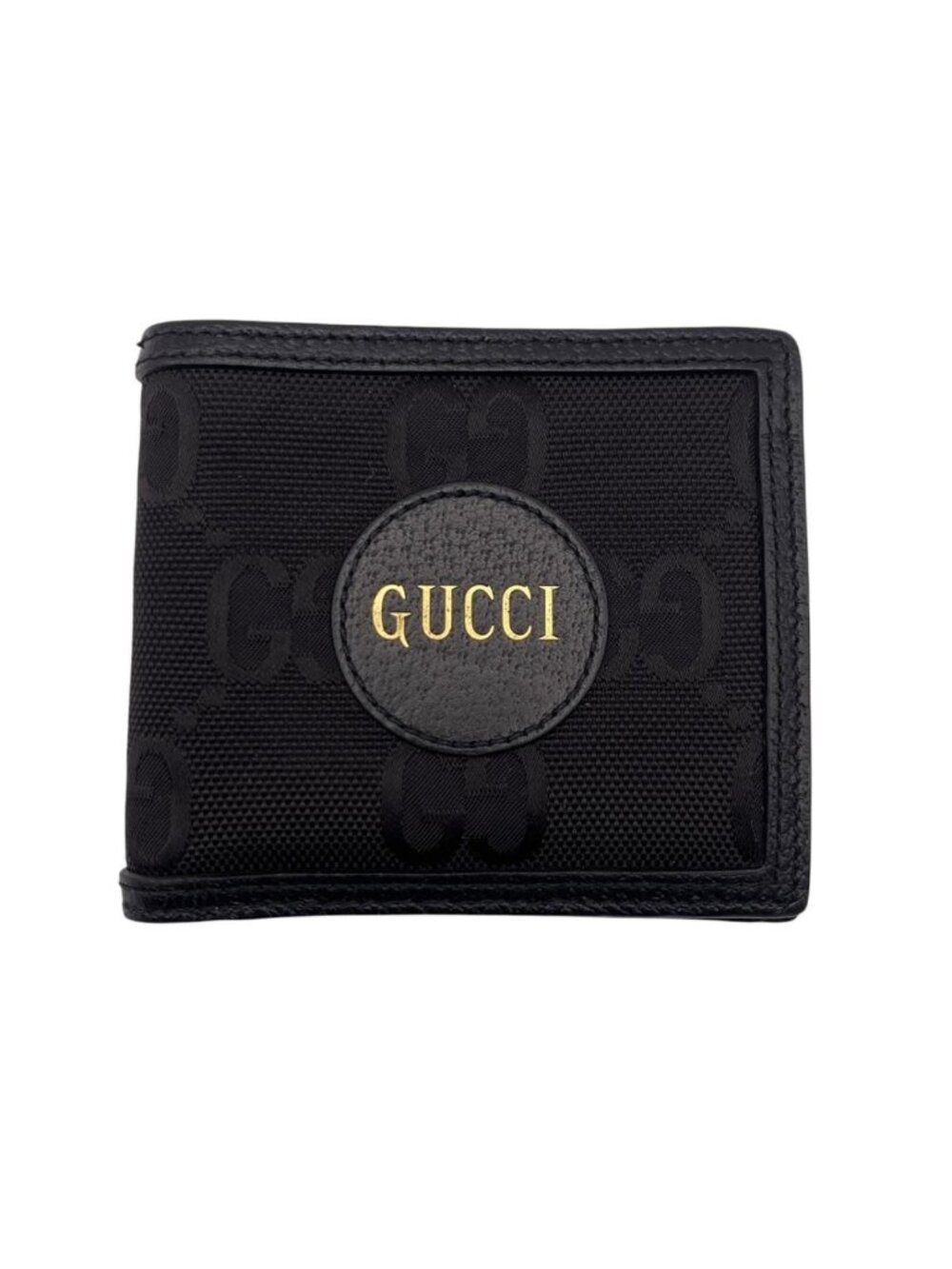 Gucci Bifold Wallet Off the Grit Leather Black Gold GG Logo